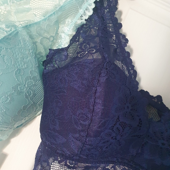BNWT Two Pack of Lace Blue/Turquoise/Aqua/Navy Bralettes from Pep & Co - Picture 9 of 13